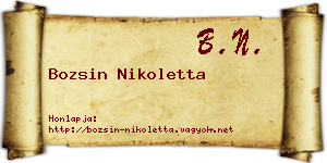 Bozsin Nikoletta névjegykártya
